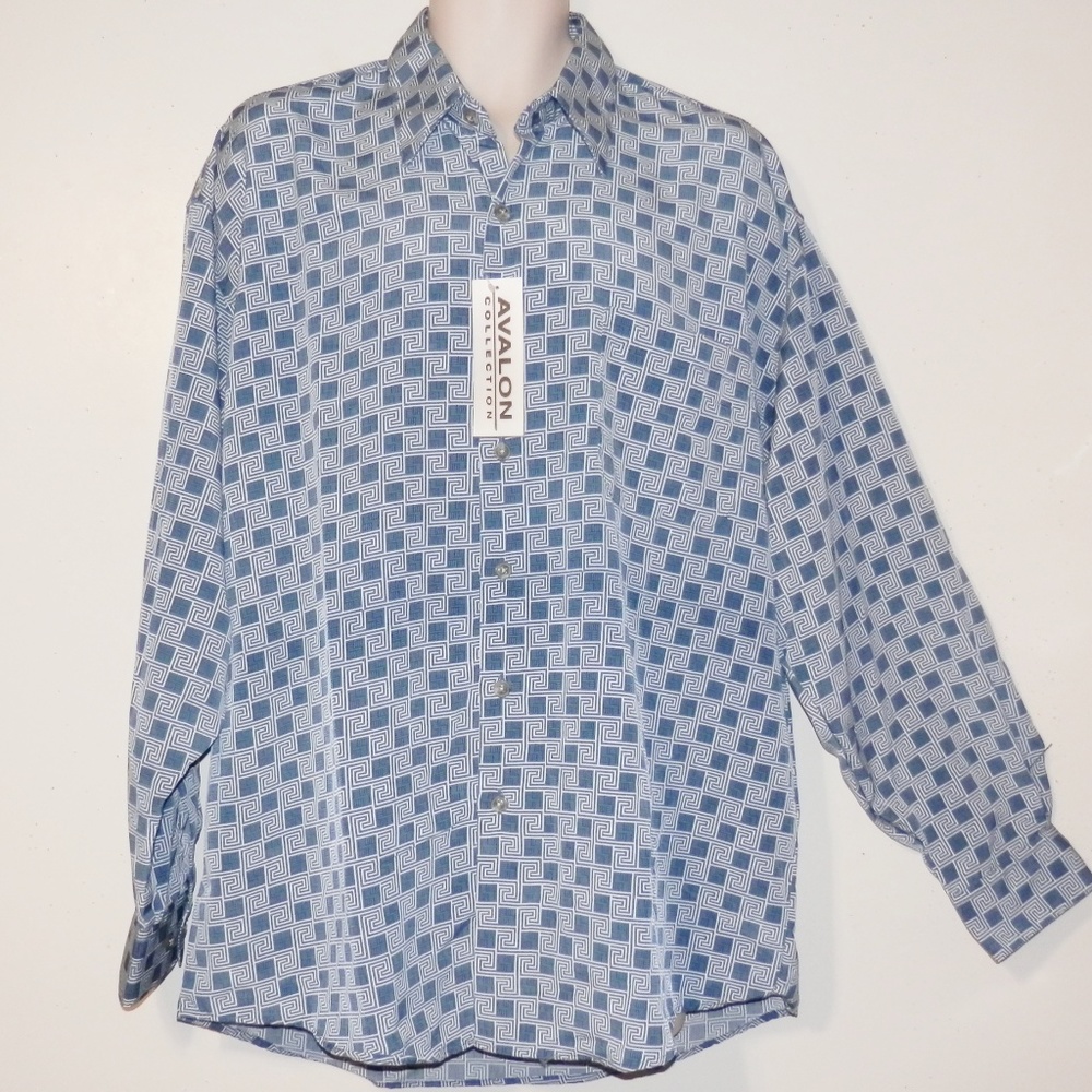 Avalon Shirt L Mens Blue Button Long Sleeve  NWT